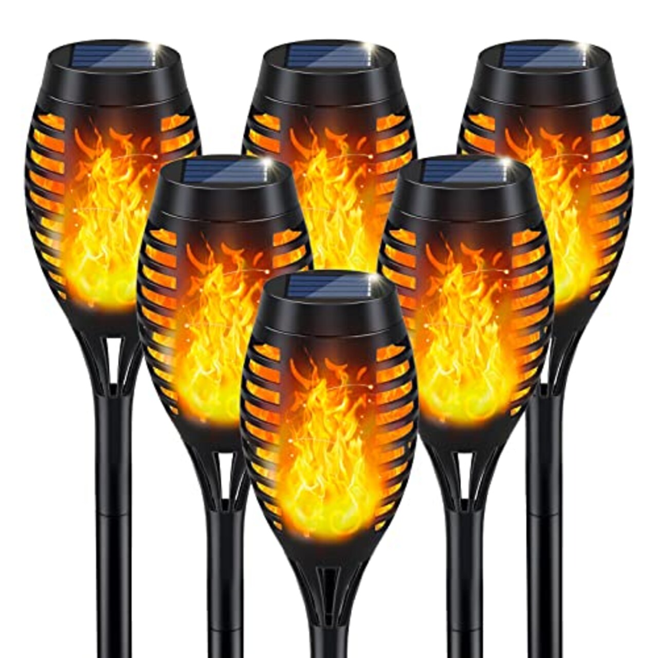 6 Pack Solar Torch Light with Flickering Flame for Garden Decor, Solar Garden Lights, Waterproof Solar Powered Outdoor Lights, Flame Torches for Outside Patio Path Yard Decorations